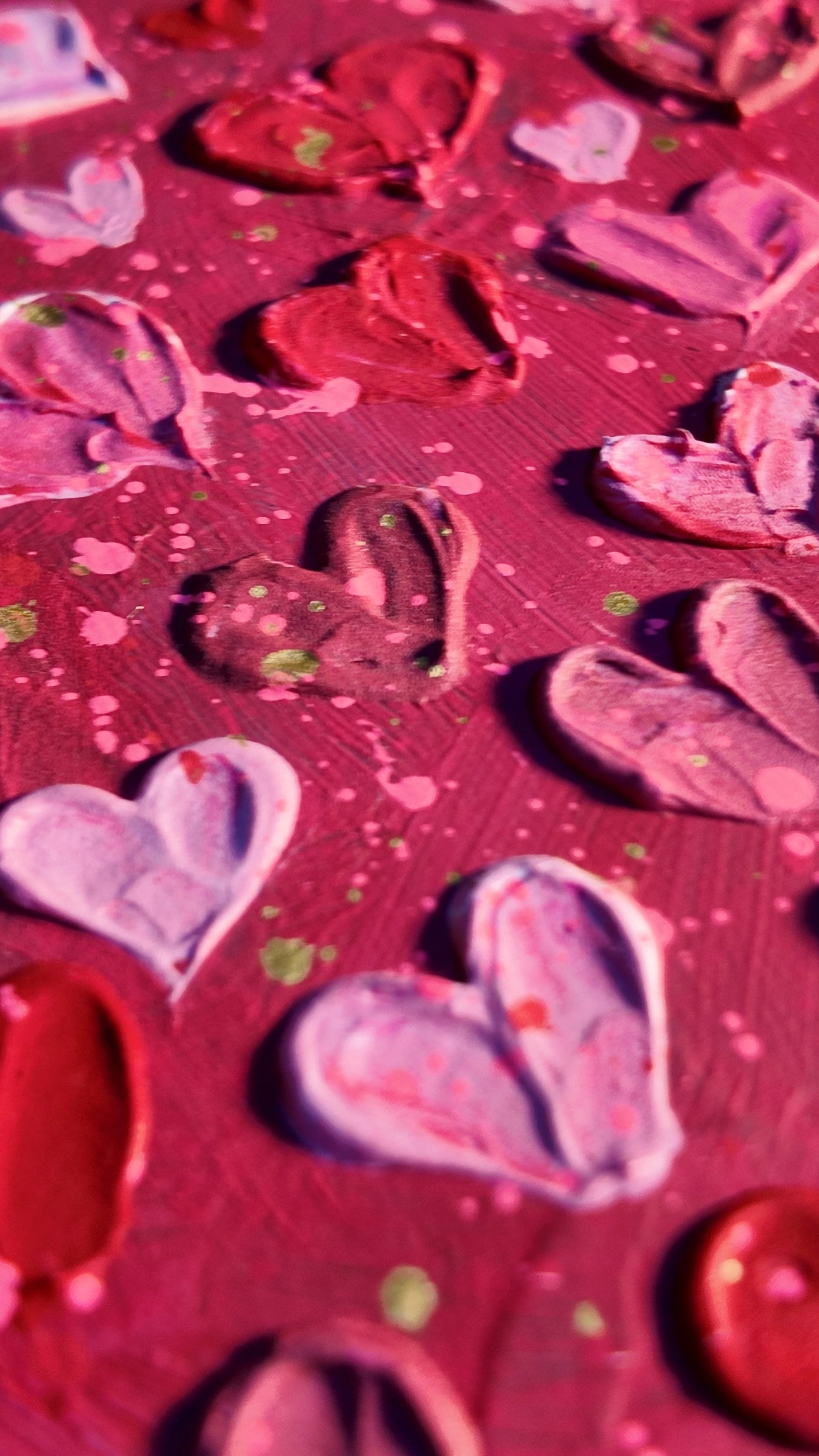 Red & Pink Textured, Abstract Heart Canvas 8x8inch