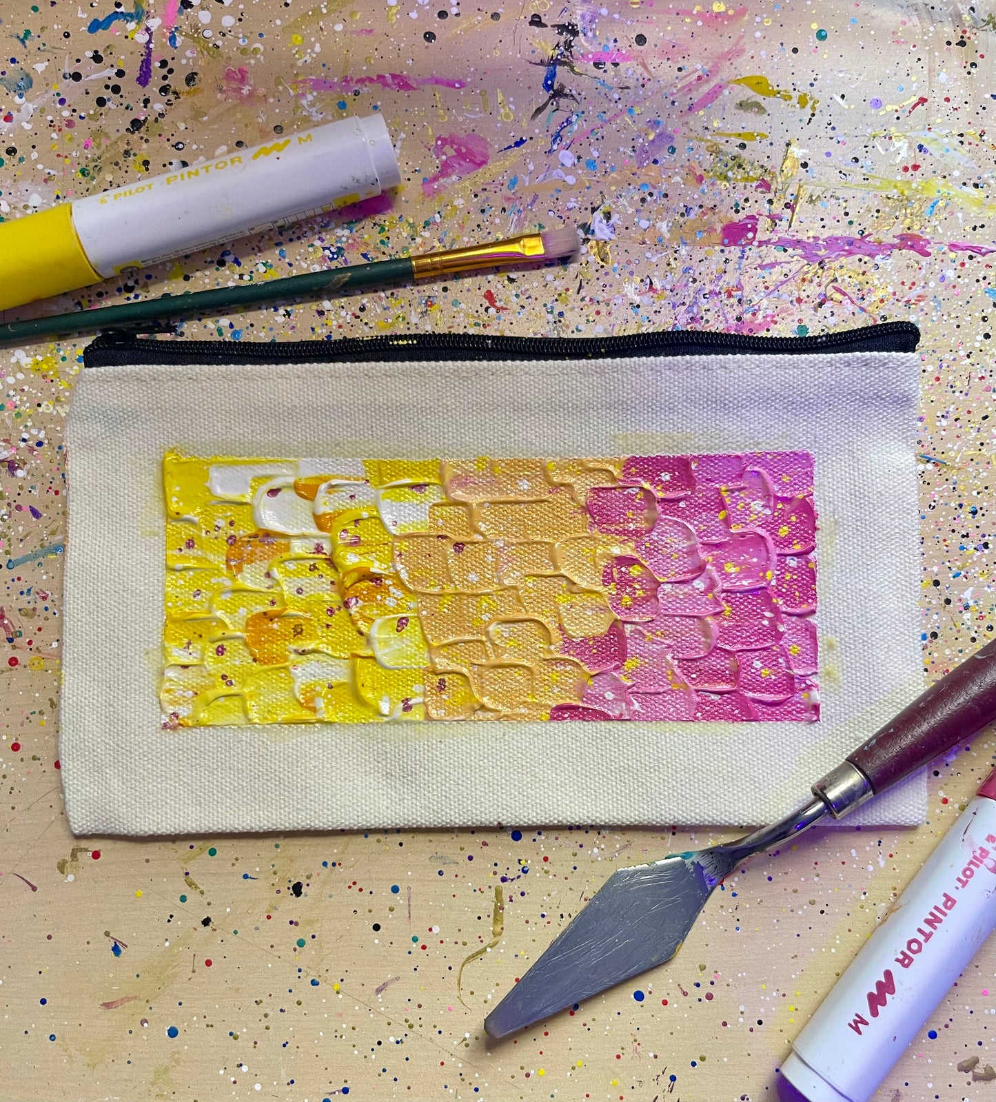Hand Painted Pencil Case, Cosmetics Bag, Travel Pouch