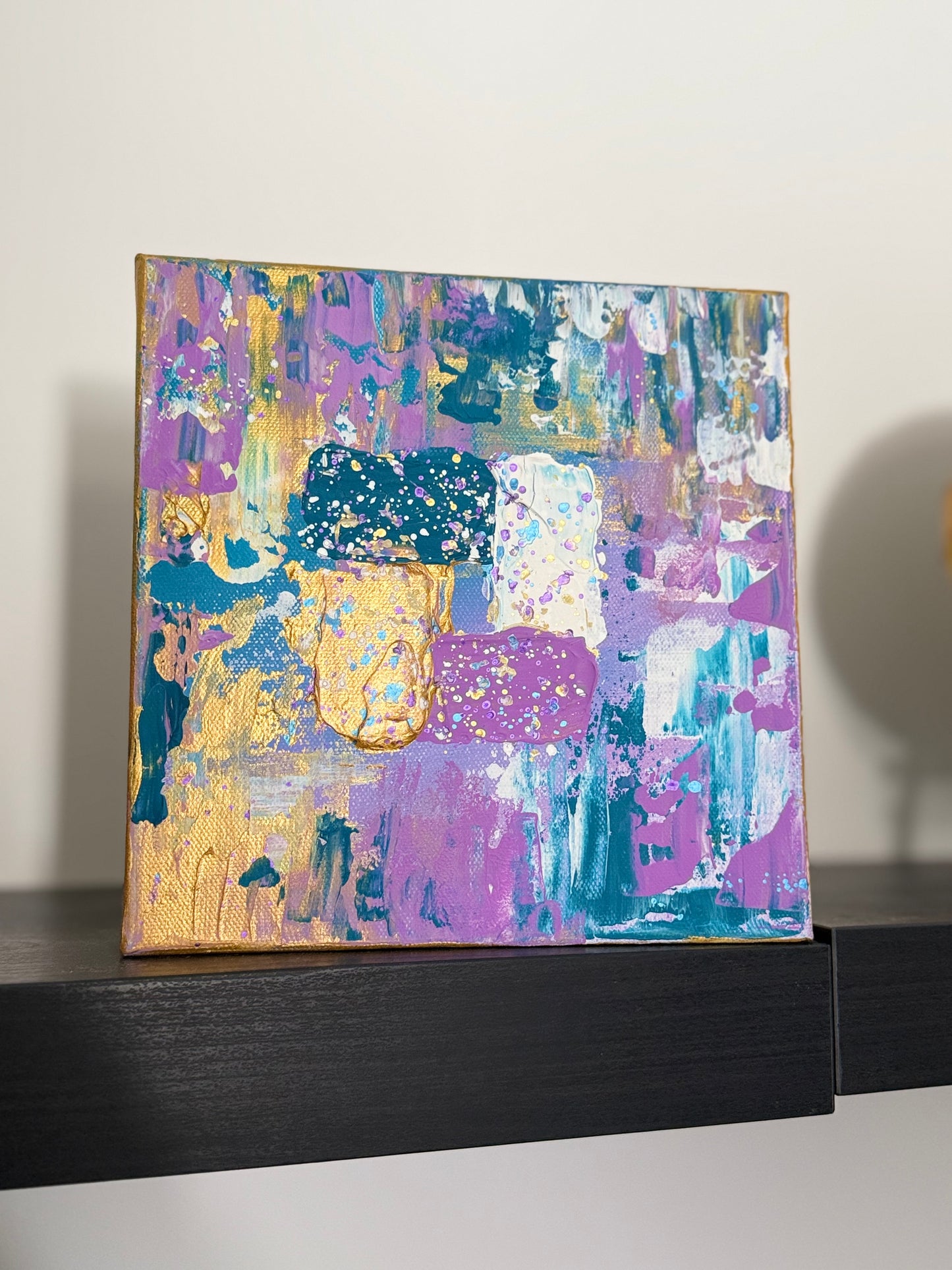 One-of-a-kind Abstract Canvas - Blue Lilac Square