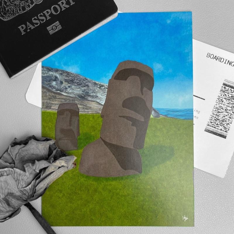 Easter Island Postcard - Moai Monolith