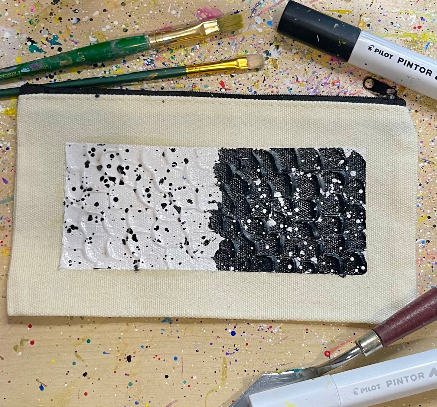 Hand Painted Pencil Case, Cosmetics Bag, Travel Pouch