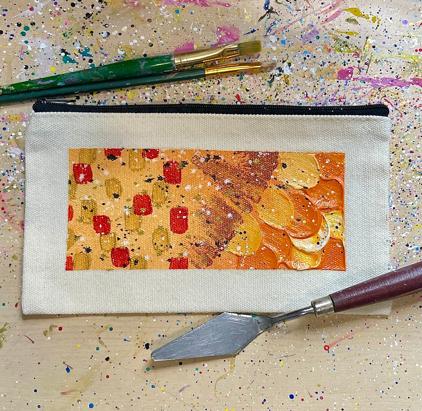 Hand Painted Pencil Case, Cosmetics Bag, Travel Pouch