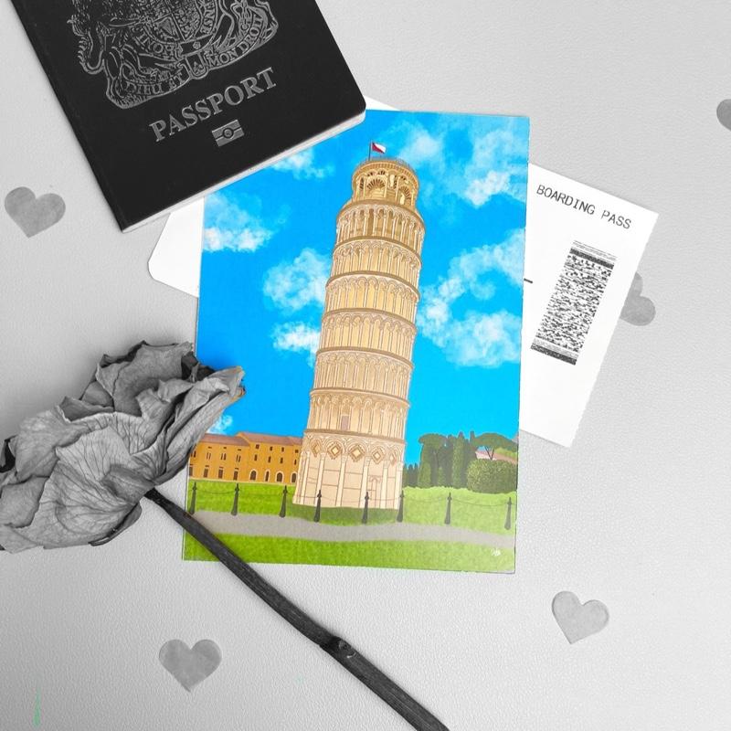 Italy Postcard - Leaning Tower of Pisa