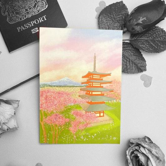 Mt. Fuji Pagoda Postcard - Japan